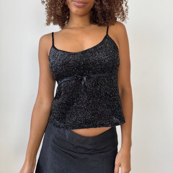 Vintage Italian black sparkle cami top (S) - Picture 4 of 8